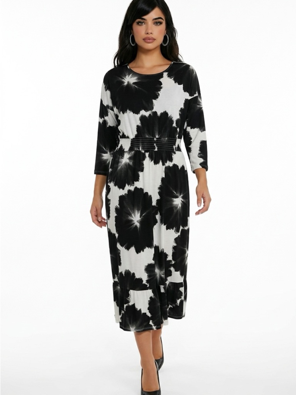 LuLaRoe Black & White Floral Maxi Dress